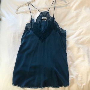 Zadig & Voltaire blue lace and silk cami top